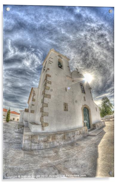 Algarve church Acrylic by Nathan Wright