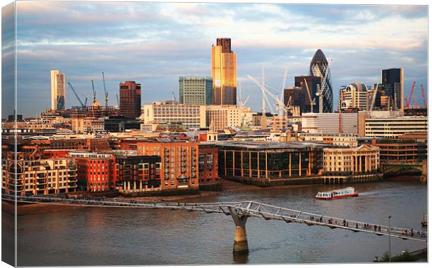 City of London skyline from from Bankside Canvas Print by Linda More
