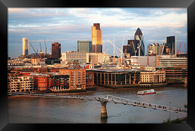City of London skyline from from Bankside Framed Print by Linda More