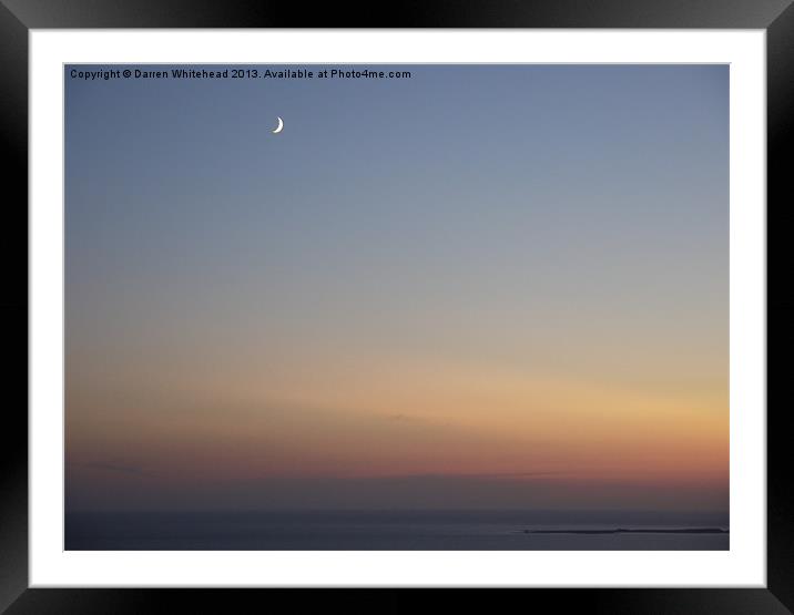 Crescent Moon in Red Sky Framed Mounted Print by Darren Whitehead