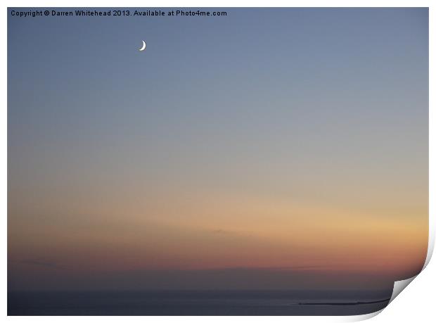 Crescent Moon in Red Sky Print by Darren Whitehead