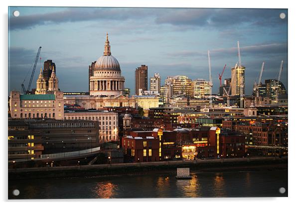 City of London and St Paul's Cathedral at dusk Acrylic by Linda More