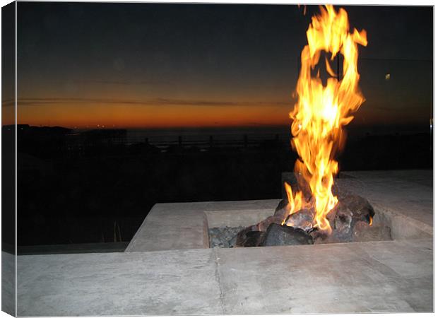 Fire at dusk in San Diego Canvas Print by Lori Allan