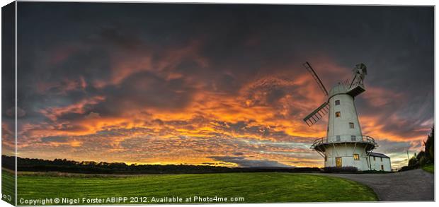 Welsh windmill sunset Canvas Print by Creative Photography Wales