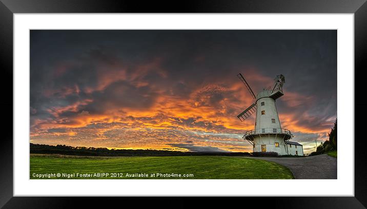Welsh windmill sunset Framed Mounted Print by Creative Photography Wales