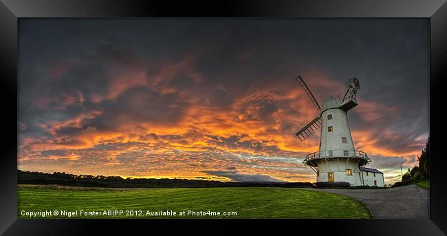 Welsh windmill sunset Framed Print by Creative Photography Wales