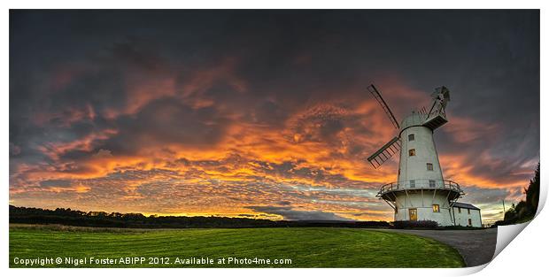 Welsh windmill sunset Print by Creative Photography Wales