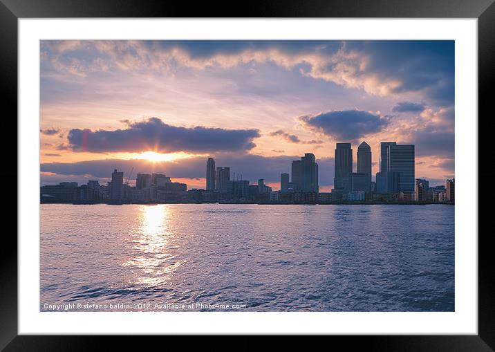 Canary Wharf financial district Framed Mounted Print by stefano baldini