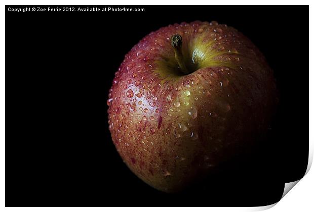 An Apple with Waterdrops Print by Zoe Ferrie