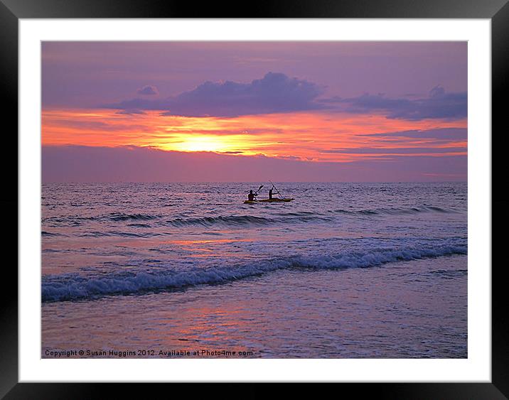 Kayaking Sunset Framed Mounted Print by Susan Medeiros