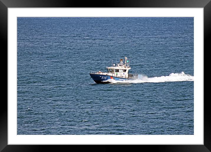 Boat in Black Sea Framed Mounted Print by Tony Murtagh