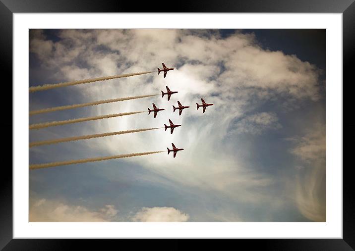 Seven Red Arrows Soaring Framed Mounted Print by Graham Parry