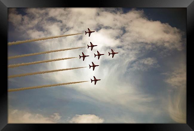 Seven Red Arrows Soaring Framed Print by Graham Parry