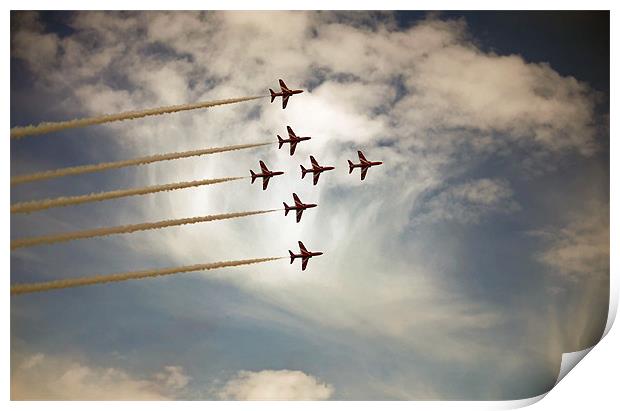 Seven Red Arrows Soaring Print by Graham Parry