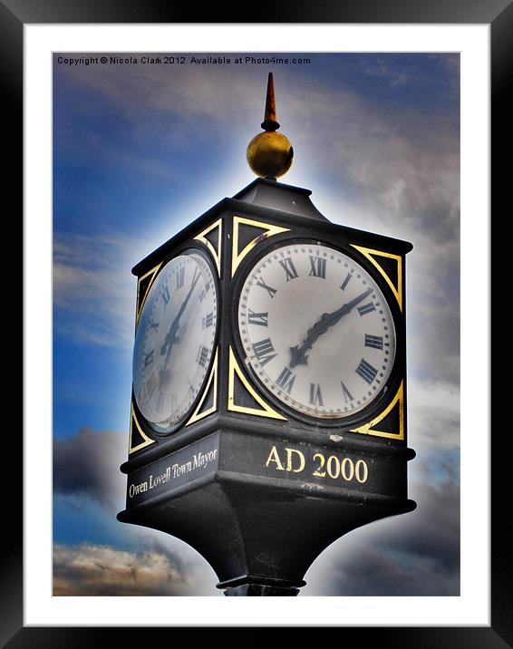 The Clock Framed Mounted Print by Nicola Clark
