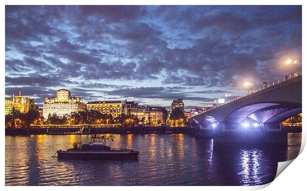 Waterloo Bridge Dusk Print by Clive Eariss