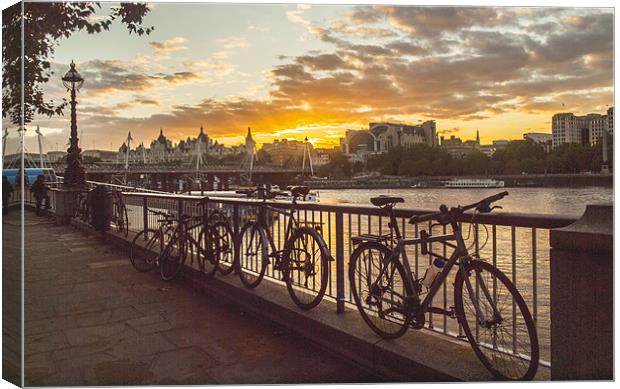 South Bank And Bicycles Canvas Print by Clive Eariss