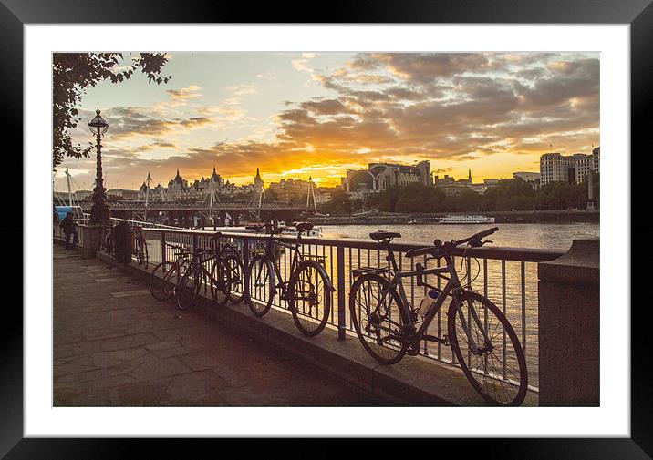South Bank And Bicycles Framed Mounted Print by Clive Eariss