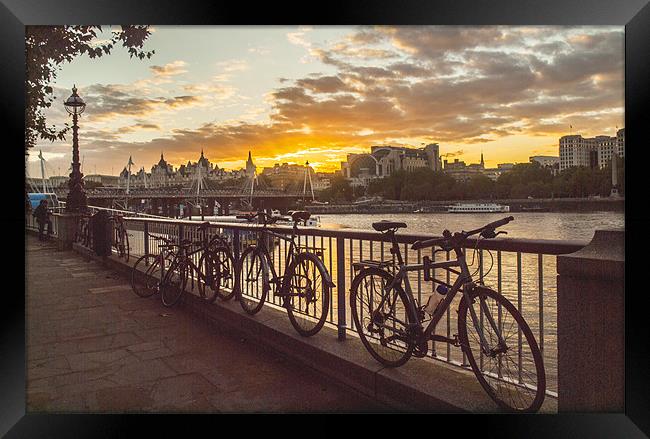 South Bank And Bicycles Framed Print by Clive Eariss