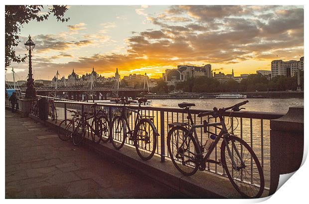 South Bank And Bicycles Print by Clive Eariss