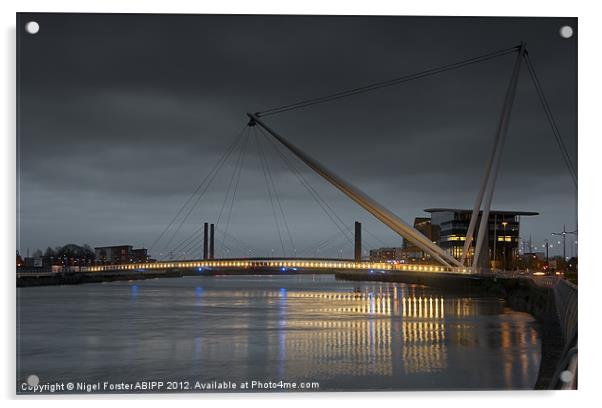 Newport Dusk Acrylic by Creative Photography Wales