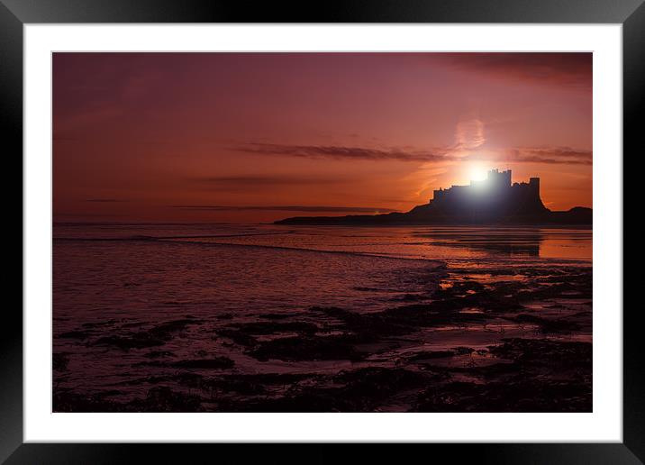 Bamburgh Sunrise Framed Mounted Print by Kevin Tate