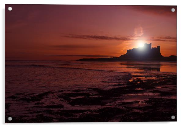 Bamburgh Sunrise Acrylic by Kevin Tate