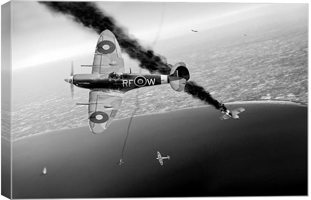Spitfires in Channel dogfight Canvas Print by Gary Eason