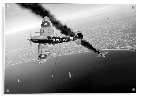 Spitfires in Channel dogfight Acrylic by Gary Eason