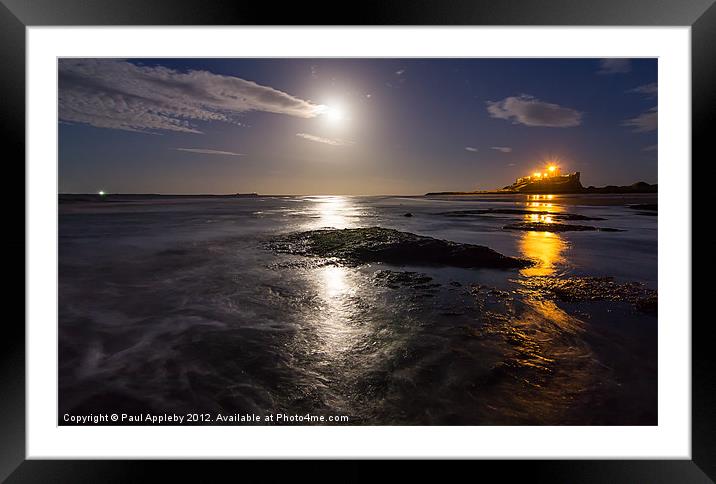 Bamburgh by Moonlight Framed Mounted Print by Paul Appleby