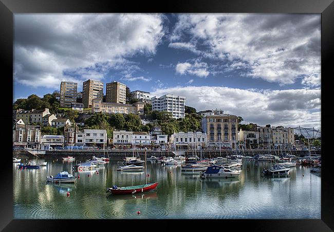 Sunny Torquay Harbor Framed Print by Louise Wagstaff