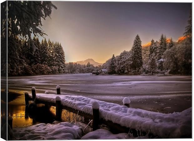 Loch Ard, Winter Sunset Canvas Print by Aj’s Images