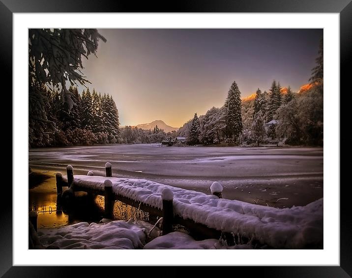 Loch Ard, Winter Sunset Framed Mounted Print by Aj’s Images