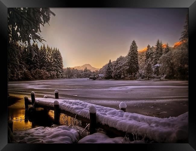 Loch Ard, Winter Sunset Framed Print by Aj’s Images