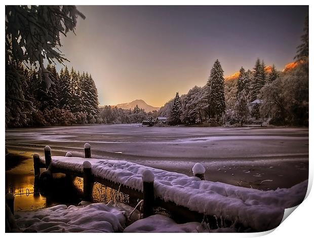 Loch Ard, Winter Sunset Print by Aj’s Images