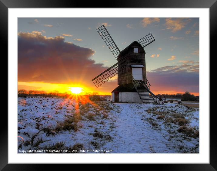 Winter Windmill Framed Mounted Print by Graham Custance