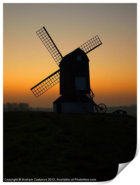 Windmill Silhouette Print by Graham Custance