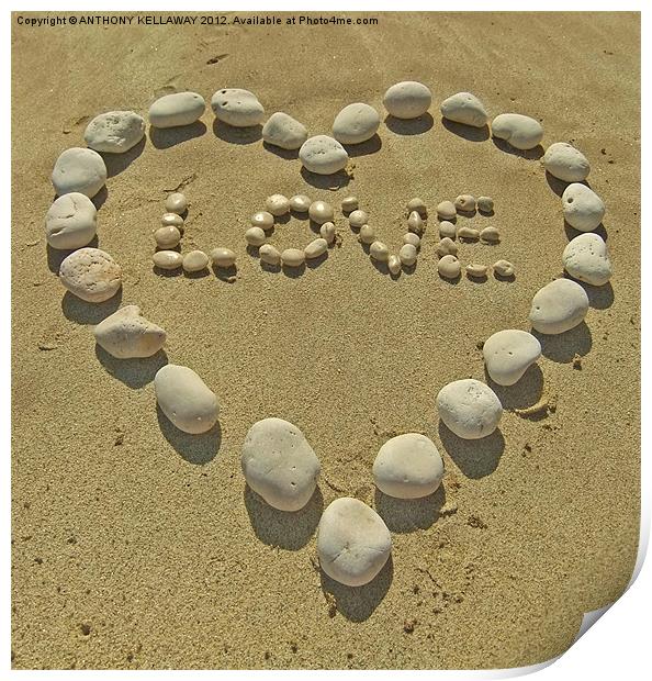 love pebbles in the sand Print by Anthony Kellaway