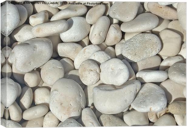 pebbles Litherso beach Kefalonia Canvas Print by Anthony Kellaway