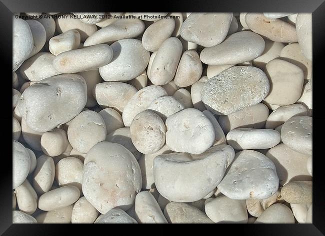 pebbles Litherso beach Kefalonia Framed Print by Anthony Kellaway