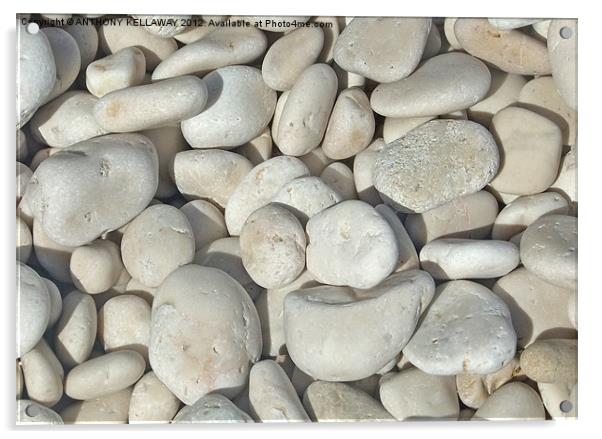pebbles Litherso beach Kefalonia Acrylic by Anthony Kellaway