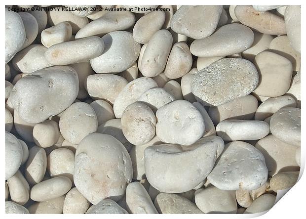 pebbles Litherso beach Kefalonia Print by Anthony Kellaway