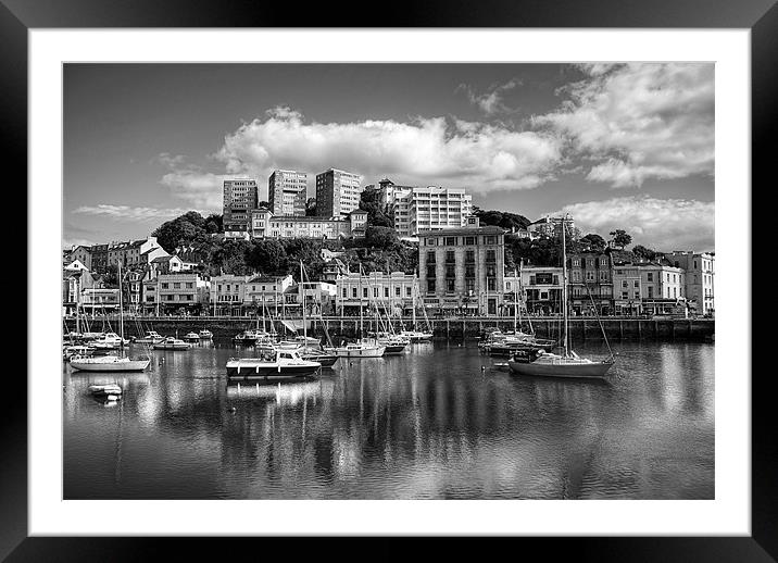 Torquay Harbor, Mono Framed Mounted Print by Louise Wagstaff