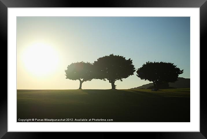 Silhouette of three brothers Framed Mounted Print by Panas Wiwatpanachat