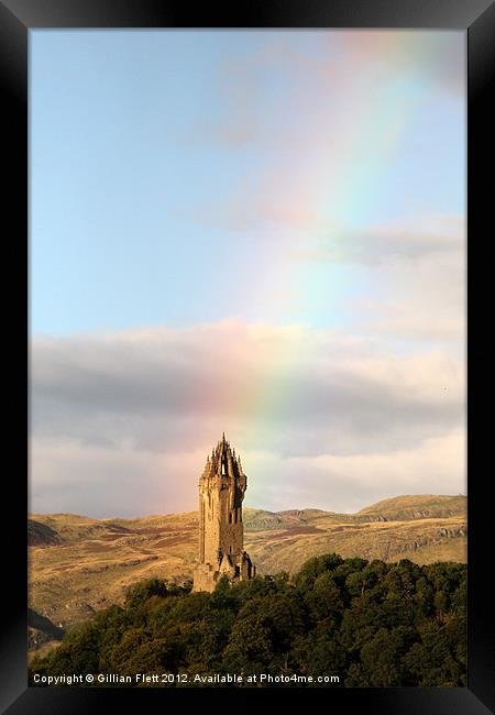 Rainbow over Wallace Monument Framed Print by Gillian Flett