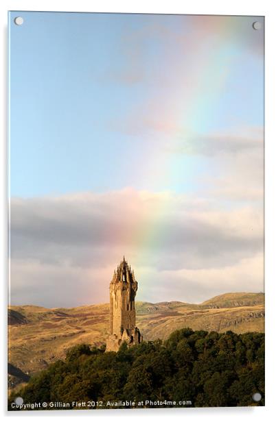 Rainbow over Wallace Monument Acrylic by Gillian Flett