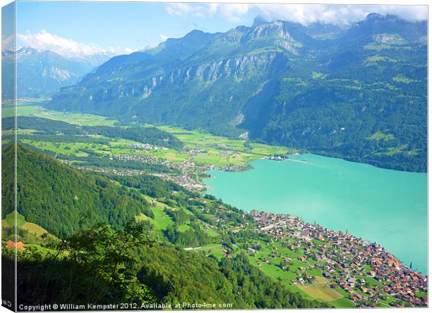 Brienz and Lake Brienz Canvas Print by William Kempster