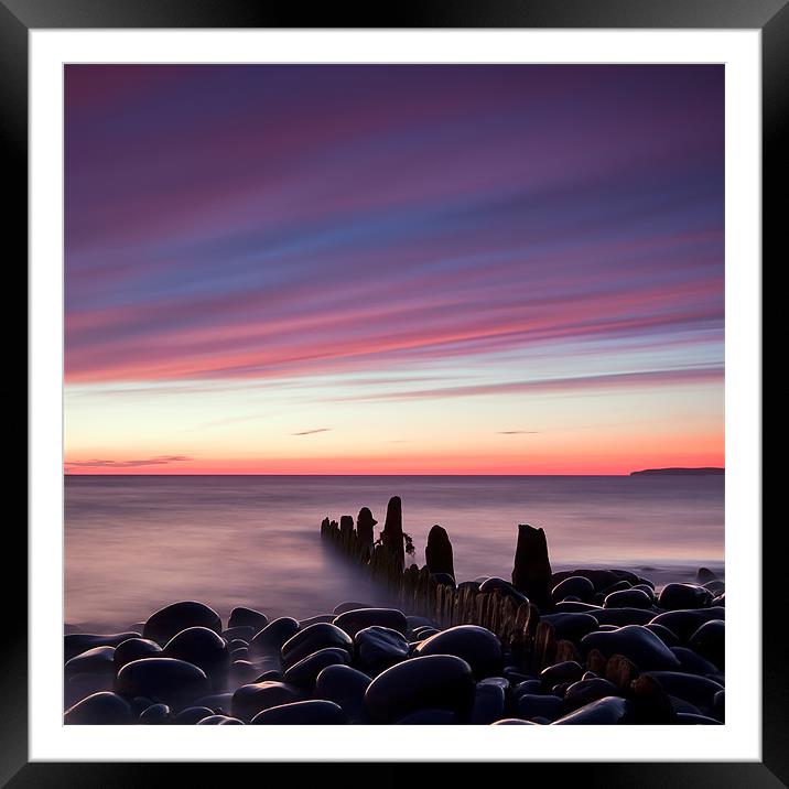 Groynes At Dusk Framed Mounted Print by Andrew Wheatley