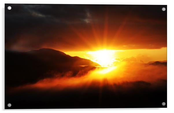 Ben Nevis Sunset Acrylic by simon  davies