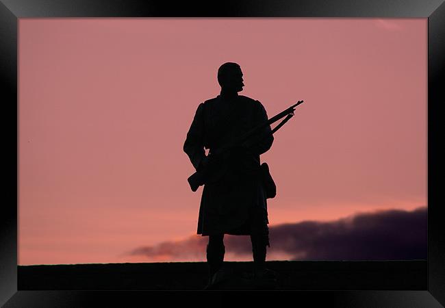 Sunset Soldier Framed Print by Gillian Flett